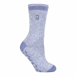 ) Heat Holders - Ladies Thick Winter Thermal Non Slip Slipper Socks - Denim (Florence