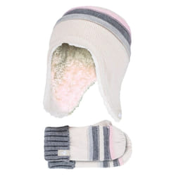 Heat Holders - Girls Winter Thermal Pom Pom Beanie Hat & Mittens Set - Buttercream