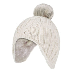 Heat Holders - Girls Cable Thermal Winter Pom Pom Hat & Mittens Set - Buttercream