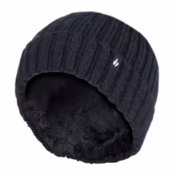 Heat Holders - Girls Chunky Ribbed Thermal Winter Hat & Gloves Set - Black