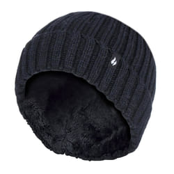 Heat Holders - Girls Chunky Ribbed Thermal Winter Hat & Gloves Set - Black