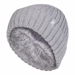 Heat Holders - Girls Chunky Ribbed Thermal Winter Hat & Gloves Set - Cloud Grey