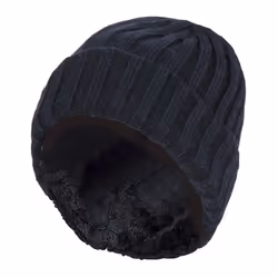 Heat Holders - Boys Casual Wear Ribbed Thermal Turn Over Winter Hat - Black