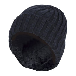 Heat Holders - Boys Casual Wear Ribbed Thermal Turn Over Winter Hat - Black
