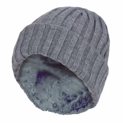 Heat Holders - Boys Casual Wear Ribbed Thermal Turn Over Winter Hat - Pebble Melange
