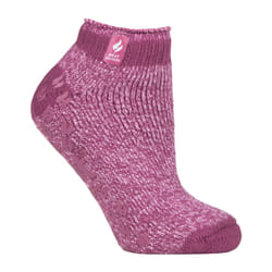 ) Heat Holders - Ladies Non Slip Thermal Ankle Slipper Socks with Grips - Muted Pink (Pisa