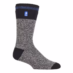 ) Heat Holders - Mens Original Thick Multicoloured Twist Thermal Socks - Black Blue (Porto