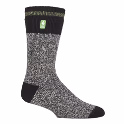 ) Heat Holders - Mens Original Thick Multicoloured Twist Thermal Socks - Black Green (Porto