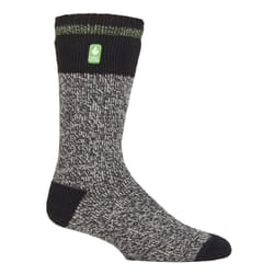 ) Heat Holders - Mens Original Thick Multicoloured Twist Thermal Socks - Black Green (Porto