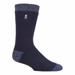 ) Heat Holders - Mens Original Thick Multicoloured Twist Thermal Socks - Navy / Denim Heel & Toe (Berlin