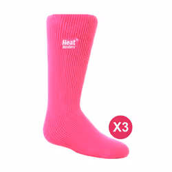 Heat Holders - 3 Pairs Childrens Ultimate Warm 2.3 TOG Winter Thermal Socks - 9-1 UK, Hot Pink