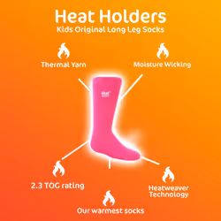 Heat Holders - 3 Pairs Childrens Ultimate Warm 2.3 TOG Winter Thermal Socks - 9-1 UK, Hot Pink