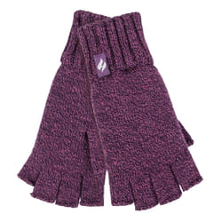 Ladies Knitted Thermal Fingerless Gloves | HEAT HOLDERS - Purple Twist