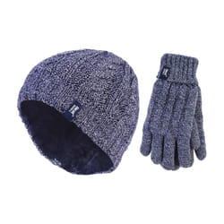 Heat Holders - Ladies Fleece Lined Thermal Hat & Gloves Set for Winter - S/M, Blue