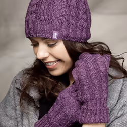 Heat Holders - Ladies Fleece Lined Thermal Hat & Gloves Set for Winter - S/M, Blue