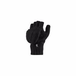- Womens Thermal Converter Fingerless Cable Knit 2.3 tog Gloves (Black)