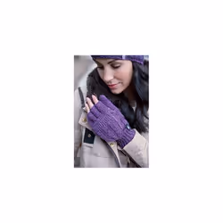 - Womens Thermal Converter Fingerless Cable Knit 2.3 tog Gloves (Black)