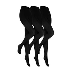 Heat Holders - 3 Pack Ladies Opaque Fleece Lined Thermal Tights for Winter - M, Black
