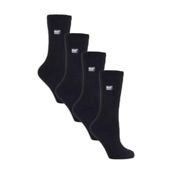Heat Holders - 4 Pairs Ladies Ultra Lite Extra Thin 1.0 TOG Casual Thermal Socks - 4-8 UK, Black
