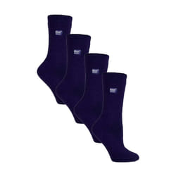Heat Holders - 4 Pairs Ladies Ultra Lite Extra Thin 1.0 TOG Casual Thermal Socks - 4-8 UK, Navy