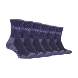 Jeep - 6 Pairs Ladies Multipack Premium Cotton Padded Anti-Blister Hiking Socks - 4-8 UK, Lilac / Purple