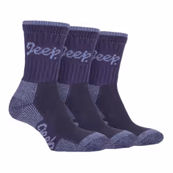 Jeep - 6 Pairs Ladies Multipack Premium Cotton Padded Anti-Blister Hiking Socks - 4-8 UK, Lilac / Purple