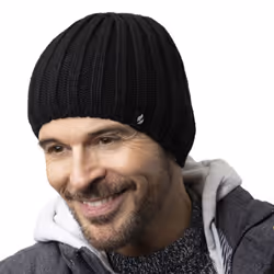 Heat Holders - Mens Knitted Beanie Hat Scarf Gloves Set for Cold Weather - S/M, Black