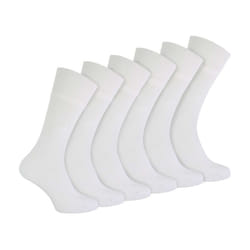 IOMI - 6 Pack Mens Non Elastic Bamboo Diabetic Socks - 6-11 UK, White