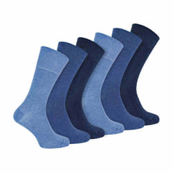 IOMI - 6 Pack Mens Non Elastic Bamboo Diabetic Socks - 6-11 UK, Navy Blue