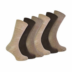 IOMI - 6 Pack Mens Non Elastic Bamboo Diabetic Socks - 6-11 UK, Brown