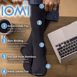 IOMI - 6 Pack Mens Non Elastic Bamboo Diabetic Socks - 6-11 UK, Brown
