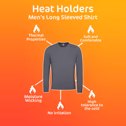 Heat Holders - Men's Winter Base Layer Long Sleeve Thermal T-Shirt - M, Grey
