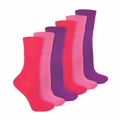 IOMI - 6 Pack Ladies Non Elastic Bamboo Diabetic Socks - 4-8 UK, Pink