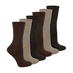 IOMI - 6 Pack Ladies Non Elastic Bamboo Diabetic Socks - 4-8 UK, Dark Brown
