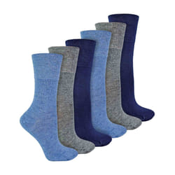 IOMI - 6 Pack Ladies Non Elastic Bamboo Diabetic Socks - 4-8 UK, Blue