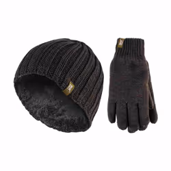 Heat Holders - Mens Fleece Lined Thermal Hat & Glove Set for Winter - S/M, Khaki Green