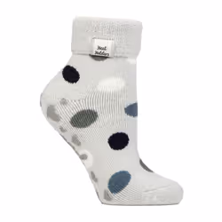Heat Holders - Cozy Turn-Over Cuff Lounge Socks | Warm Winter Socks for Women - 4-8 UK, Silver Dots