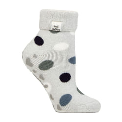Heat Holders - Cozy Turn-Over Cuff Lounge Socks | Warm Winter Socks for Women - 4-8 UK, Silver Dots