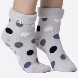 Heat Holders - Cozy Turn-Over Cuff Lounge Socks | Warm Winter Socks for Women - 4-8 UK, Silver Dots