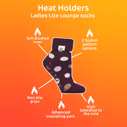 Heat Holders - Cozy Turn-Over Cuff Lounge Socks | Warm Winter Socks for Women - 4-8 UK, Cabernet Dots
