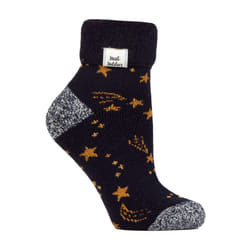 Heat Holders - Cozy Turn-Over Cuff Lounge Socks | Warm Winter Socks for Women - 4-8 UK, Navy/Gold Stars