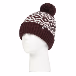 Heat Holders - Cozy Patterned Bobble Hat for Women | Cable Knit Beanie with Fleece Lining - One Size, Wine