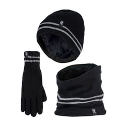 Heat Holders - Mens Reflective Cold Weather Workwear Set: Hat, Neck Warmer & Gloves - L/XL, Black