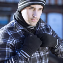 Heat Holders - Mens Reflective Cold Weather Workwear Set: Hat, Neck Warmer & Gloves - L/XL, Black