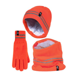 Heat Holders - Mens Reflective Cold Weather Workwear Set: Hat, Neck Warmer & Gloves - L/XL, Orange