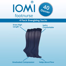 IOMI - Unisex 4 Pairs of 40 Denier Graduated Compression Socks â Energizing Socks - 4-7 UK, Natural