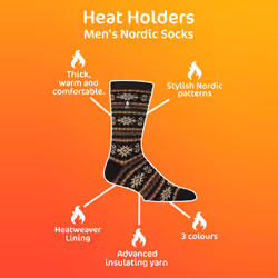 Heat Holders - Extra Warm Nordic Thermal Socks for Men | Breathable Lite Winter Socks - 6-11 UK, Black/Olive