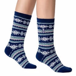 Heat Holders - Lightweight Nordic Thermal Socks for Women - Winter Comfort - 4-8 UK, Indigo/Rose