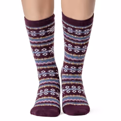 Heat Holders - Lightweight Nordic Thermal Socks for Women - Winter Comfort - 4-8 UK, Cabernet/Rose