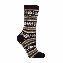 Heat Holders - Lightweight Nordic Thermal Socks for Women - Winter Comfort - 4-8 UK, Black/Olive